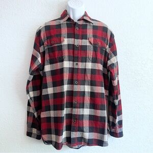Jachs Classic Red and Navy Blue Plaid Men's Button Up Down Shirt MEDIUM LARGE